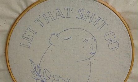 Creation process of a mixed-media piece combining watercolor and needlework.