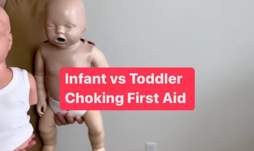 Demonstration of choking first aid to an infant and toddler