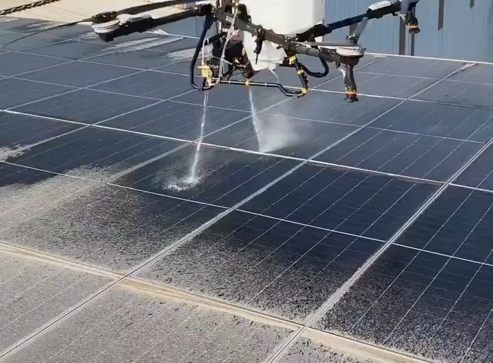 Drone-Based Solar Panel Cleaning
