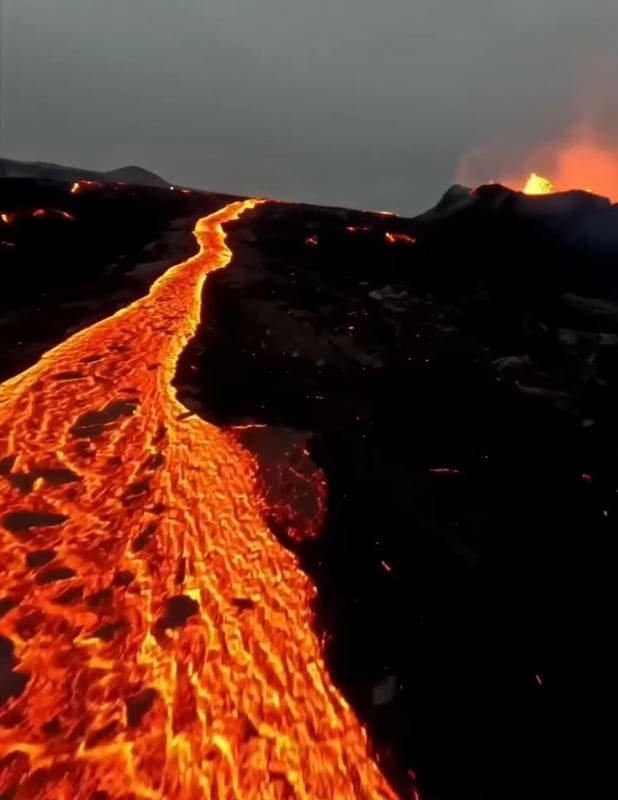 Drone through a Volcano