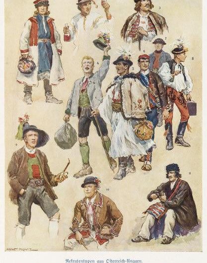 Early 20th century Austrian leaflet celebrating the ethnic diversity within the Austro-Hungarian Empire