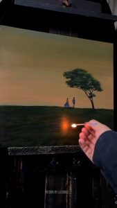 Fire unveils a hidden feature of this painting and adds more complexity depth to it