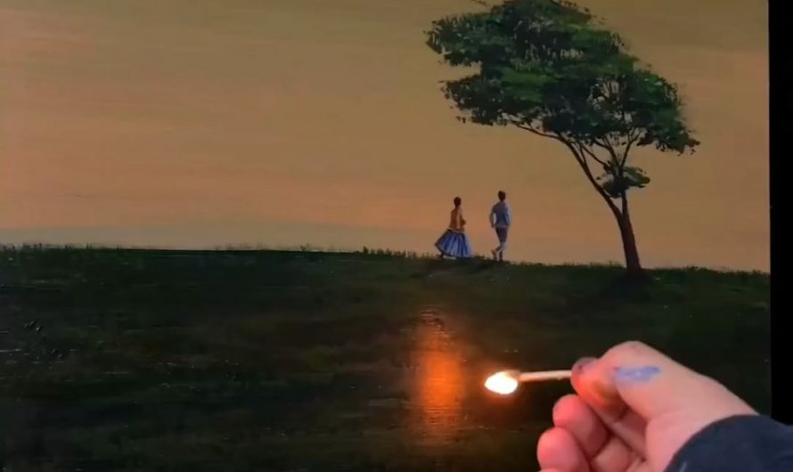 Fire unveils a hidden feature of this painting and adds more complexity depth to it