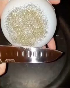 Floral foam or Glittery bath bomb not sure. But looks satisfying
