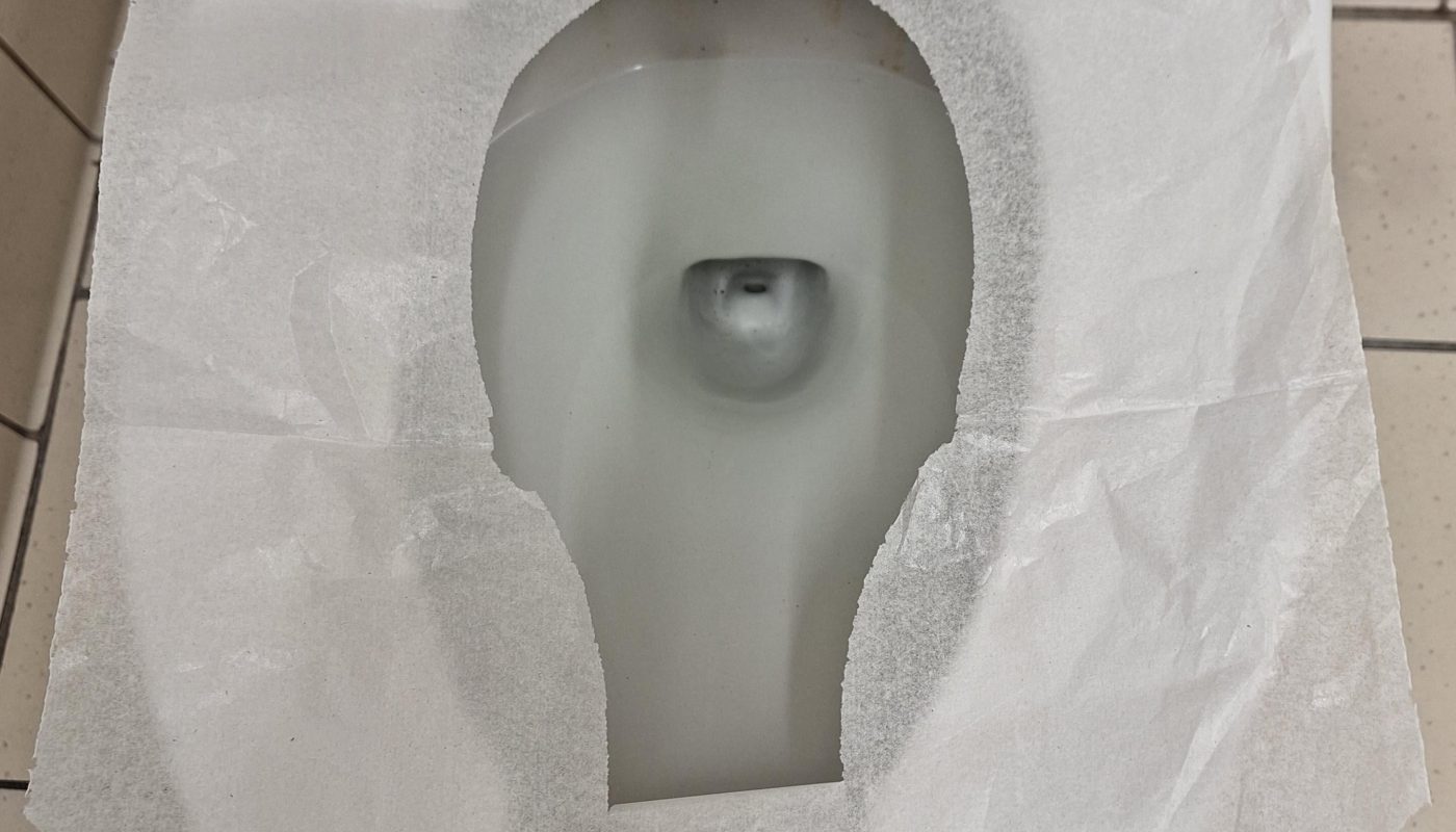 Getting the toilet cover in the first try.