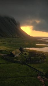Golden hour at Vestrahorn, on iceland’s southeast coast near höfn