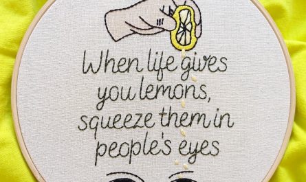 Hand embroidered lettering