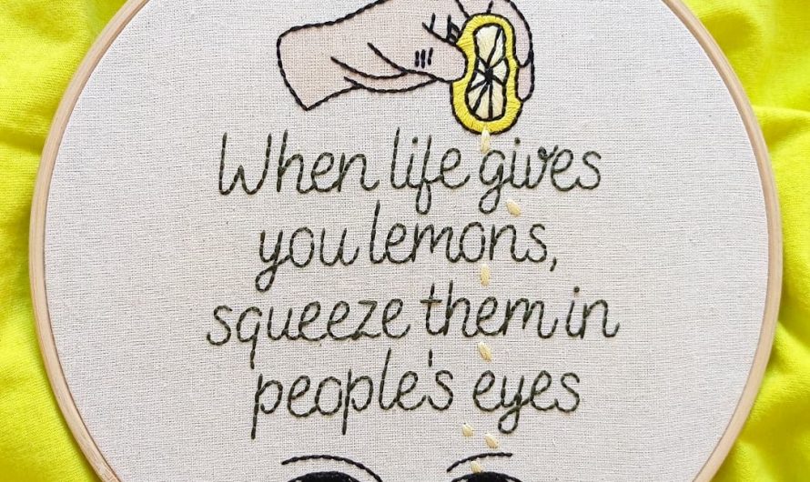 Hand embroidered lettering