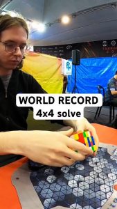 He solved the 4×4 cube in just 15.18 seconds.