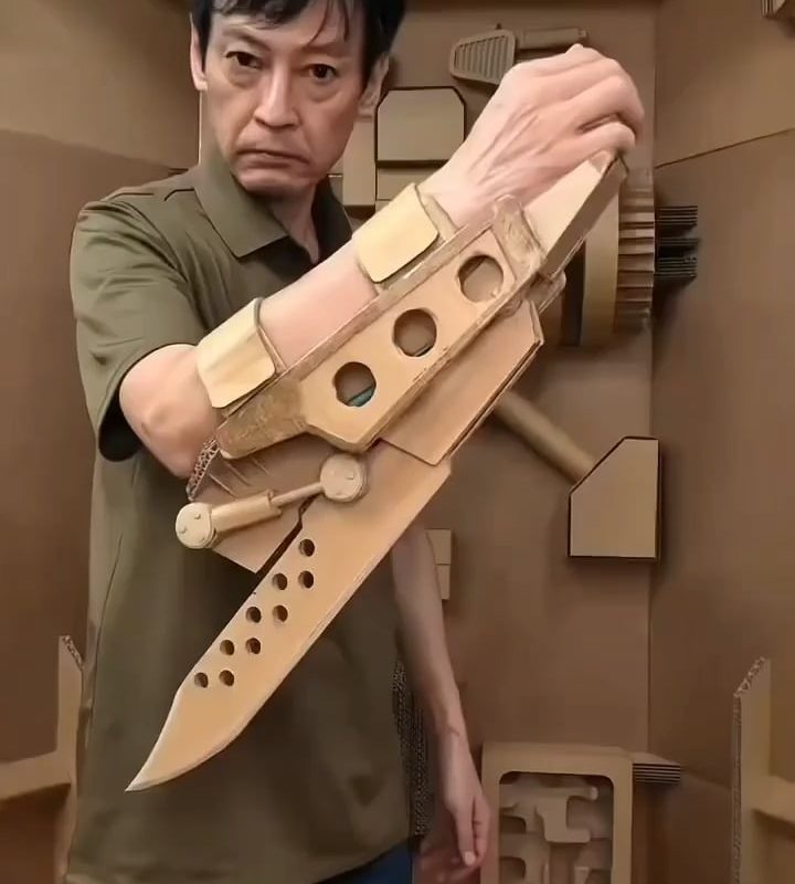 He turned cardboard into futuristic weapons
