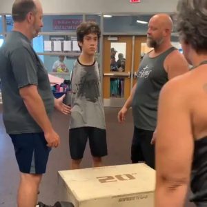 Here is when Tim Bannon, a 14-year-old born without arms, successfully completed a 20-inch box jump.