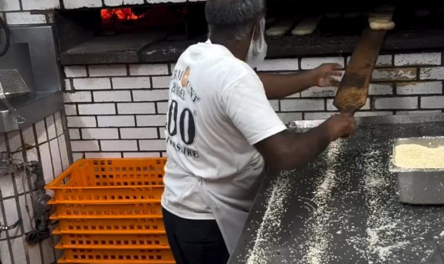 He’s had a lot of experience getting bagels out of that oven.