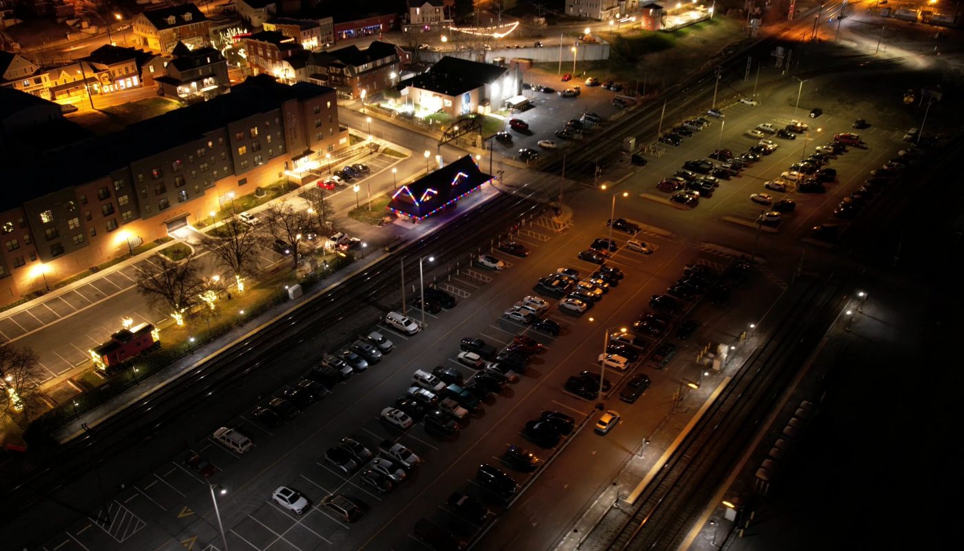 Hyperlapse of a train station at night