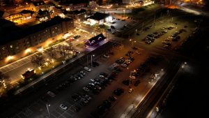 Hyperlapse of a train station at night