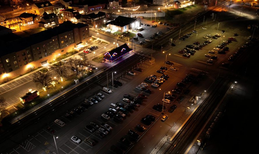 Hyperlapse of a train station at night