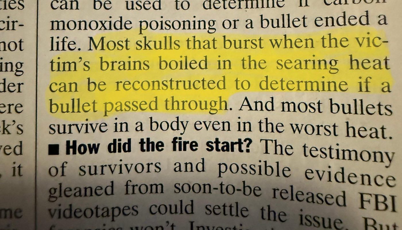 I was reading an old Time  magazine from the 90’s about the Waco Siege and I thought this part was interesting