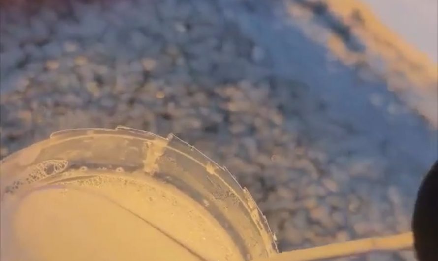 Ice forming on soap bubbles in -8 degrees Celsius