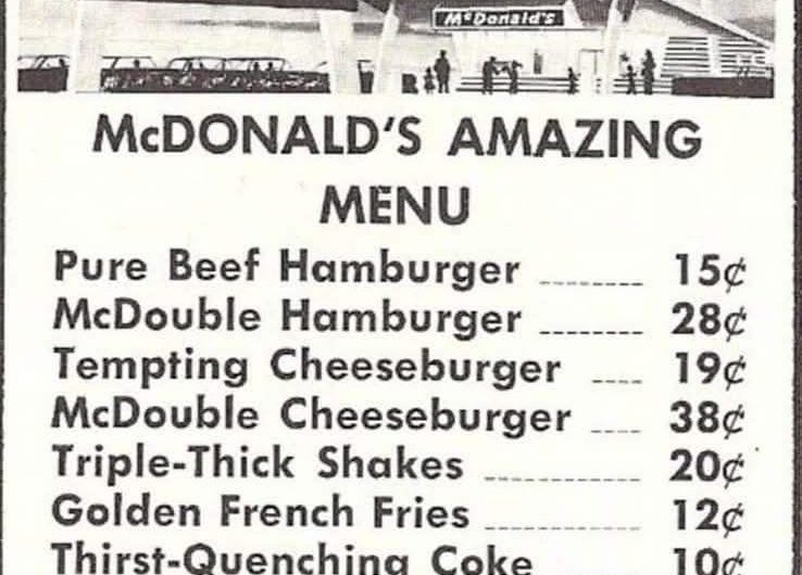 In 1965, gas was about $0,31 and minimum wage was $1.25. And this is a copy of the menu of MacDonalds