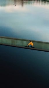 In Belgium, there is a bike path called "cycling on water." The path is submerged in a lake, and the water surface is at the cyclist's eye level.