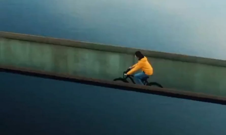 In Belgium, there is a bike path called “cycling on water.” The path is submerged in a lake, and the water surface is at the cyclist’s eye level.