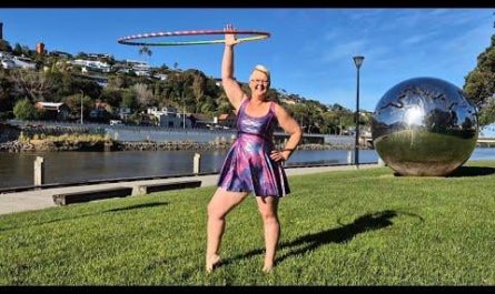 Joyful hula hoop dance