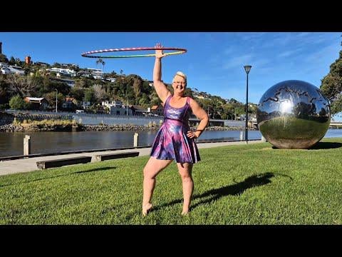 Joyful hula hoop dance