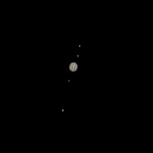 Jupiter & All Four Of Its Moons As Seen An Hour Ago.