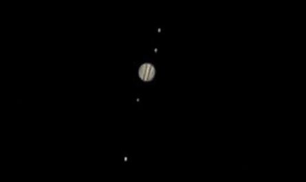 Jupiter & All Four Of Its Moons As Seen An Hour Ago.