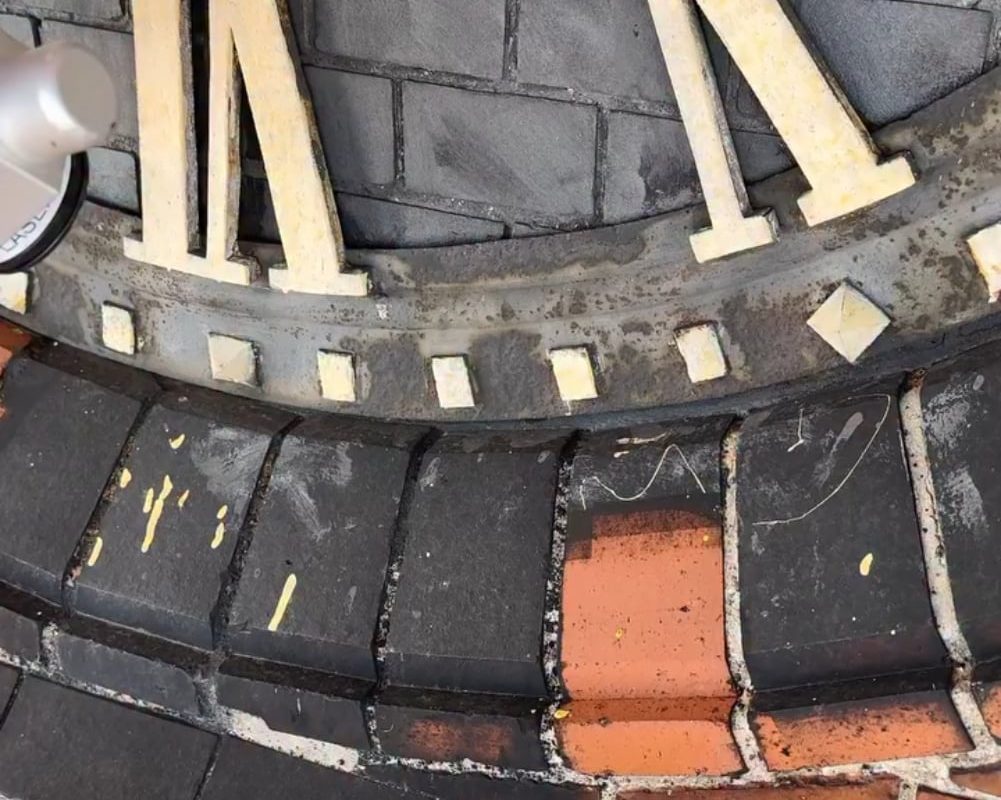 Laser cleaning these bricks