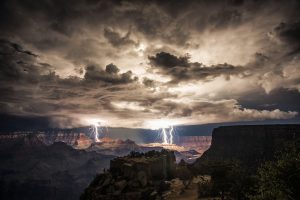 Lightning in the grand canyon as captured by photographer Rolf Maeder