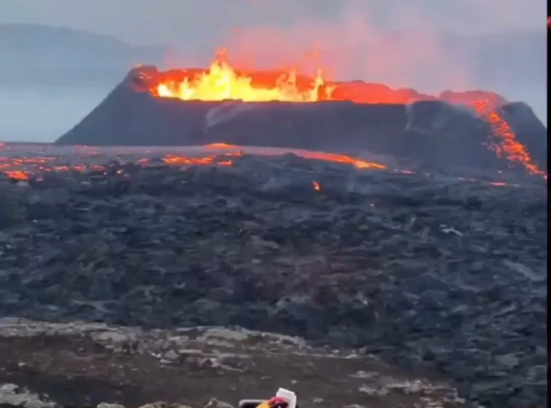 Man flies drone into a volcano to get the perfect shot. 🌋