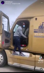 Man parallel parks a semi truck without being inside