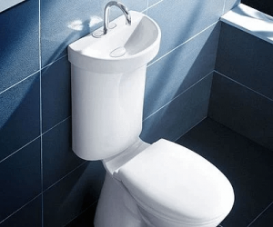 Many Japanese toilets are designed with a sink built into the top, allowing hand-washing water to be recycled for the next flush