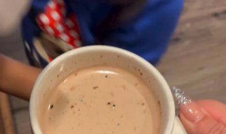 Marshmallows wrapped in peppermint cotton candy go great with hot chocolate