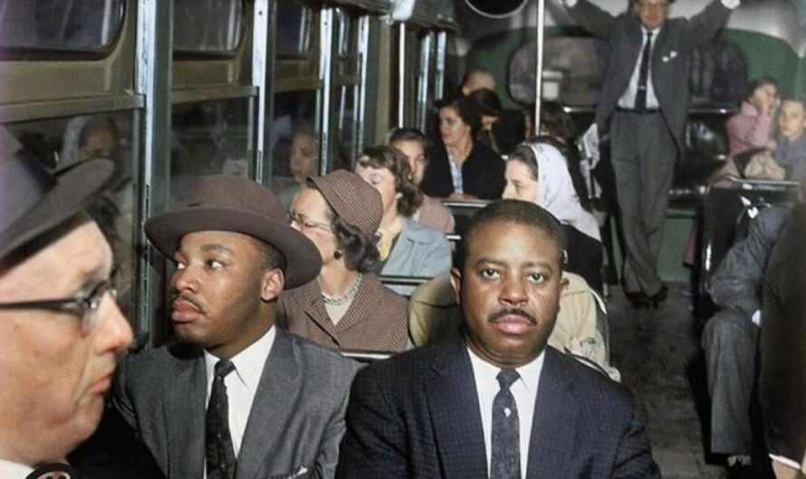 Martin Luther King Jr. And Ralph Abernathy Riding On The First Desegregated Bus In Montgomery, Alabama In December 1956