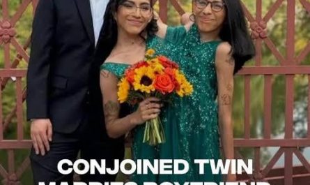 Mexican conjoined twin Carmen Andrade married her longtime boyfriend with the support of her twin sister, Lupita, who identifies as asexual and aromantic and approved the union despite the fact that they share a reproductive system.