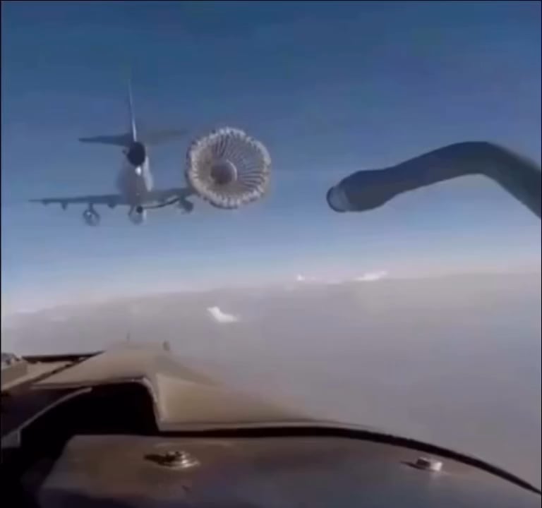 Mid air refueling lets aircraft transfer fuel while flying at the same speed and altitude