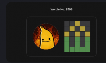 My cousin's wordle board today.