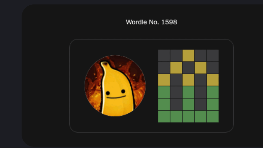 My cousin’s wordle board today.