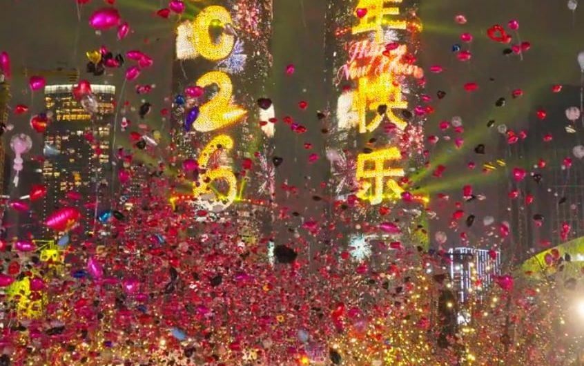 New Year’s Eve celebration in Chengdu, China.