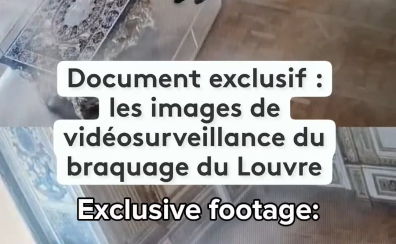 Newly released inside CCTV footage of the Louvre heist.