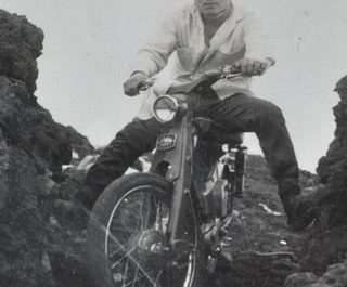 On August 4th, 1963, 22-year-old Japanese climber/biker Susumu Nabeta attempted to climb Mount Fuji by riding a motorcycle. After traveling a total distance of 40 kilometers in 12 hours with a modified Honda C100 Super Cub, he successfully rode up to the summit