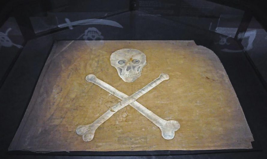 One of only two authentic old Jolly Rogers known in the world. This 19th century Barbary pirate flag (Algeria) is now on display at The Åland Maritime Museum in Finland .