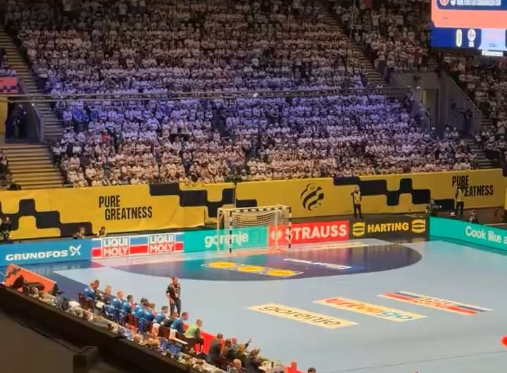 Over 10% of the Faroe Islands population currently supporting the Faroese handball team against Switzerland