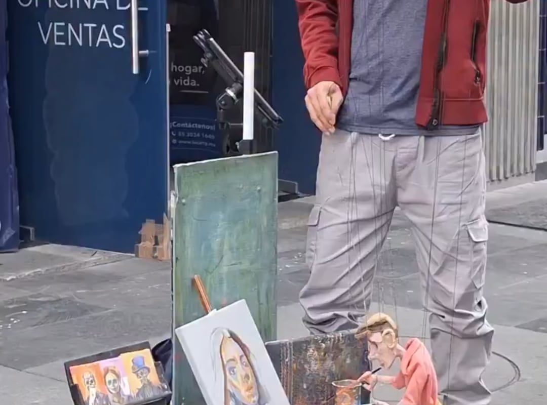 Painting using a puppet