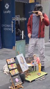 Painting using a puppet