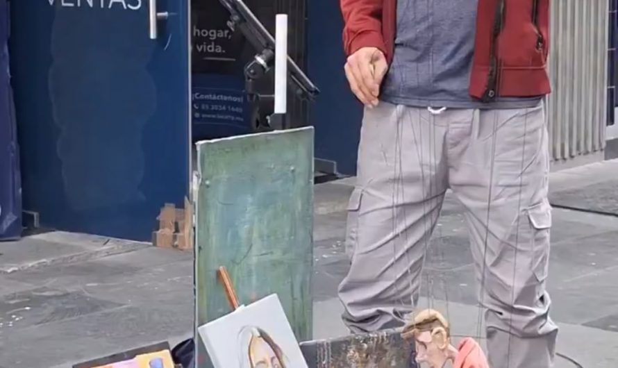 Painting using a puppet