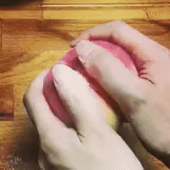 Peach getting peeled