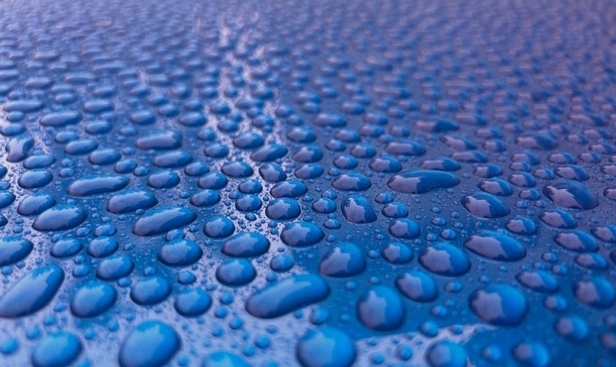 Pebbled water on ceramic coated car