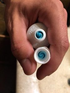 Perfectly aligned spiral toothpaste.